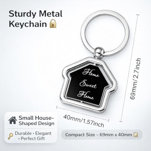 Giftana Home Sweet Home Keychain for Men & Women, 360 Degree Rotating Keychains, House Design Metal Key Chains Keyring Real Estate Gifts Buying & Selling Keychain,Housewarming Gifts, Silver - Image 3