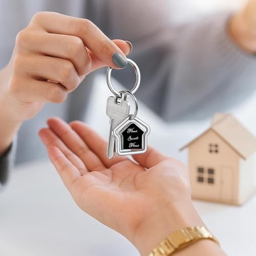 Giftana Home Sweet Home Keychain for Men & Women, 360 Degree Rotating Keychains, House Design Metal Key Chains Keyring Real Estate Gifts Buying & Selling Keychain,Housewarming Gifts, Silver - Image 5