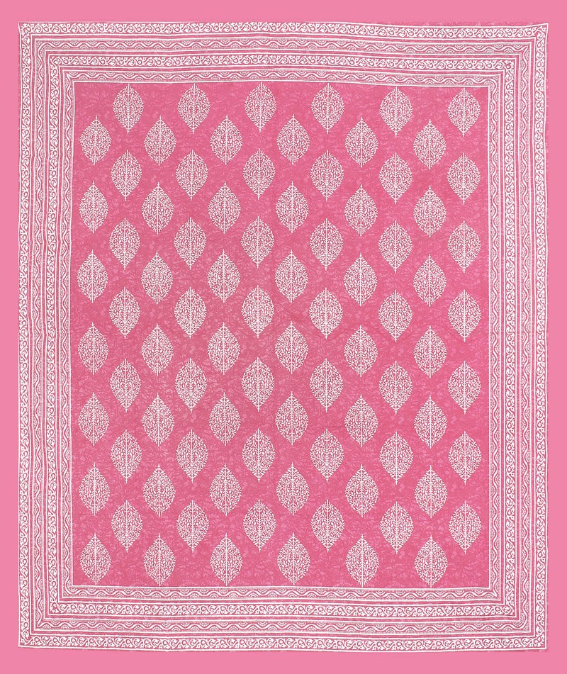 EarlyMart Cotton Rajasthani Jaipuri Traditional Floral King Size Double Bedsheet With 2 Pillow Covers (Pink),144 TC - Image 2