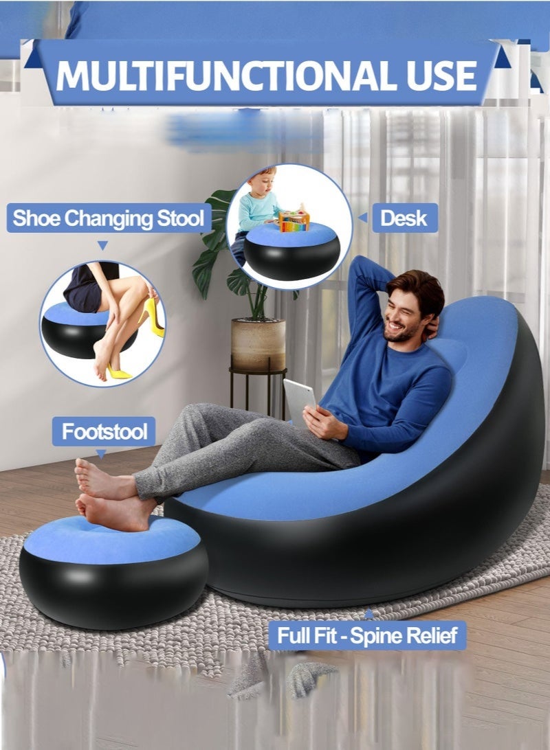 Arabest Inflatable Chair with Ottoman, Inflatable Couch for Adults with Flocked Surface, Comfortable Blow Up Air Chair, Waterproof Portable Air Sofa Inflatable Couch for Camping,Gaming (Without Pump) - Image 3