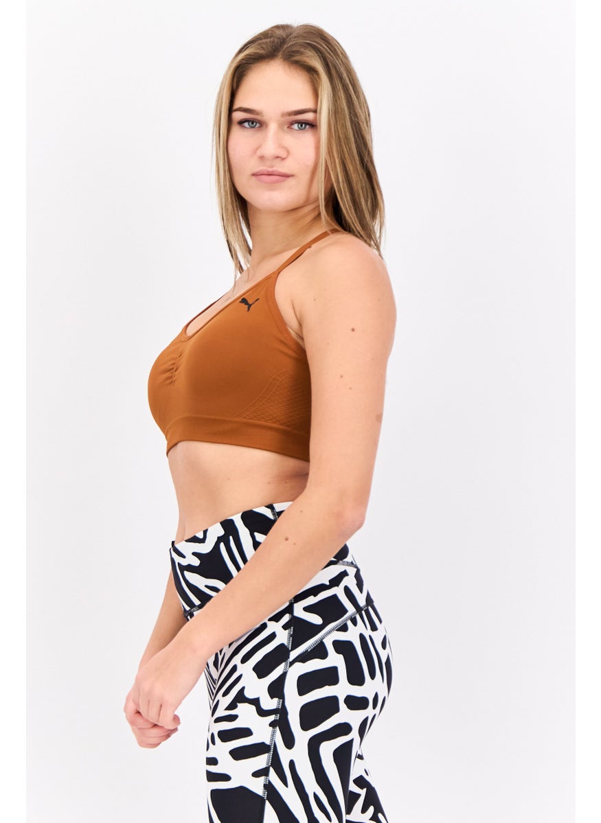 PUMA Women Sportswear Fit Padded Brand Logo Training Sports Bra, Brown  - Image 2