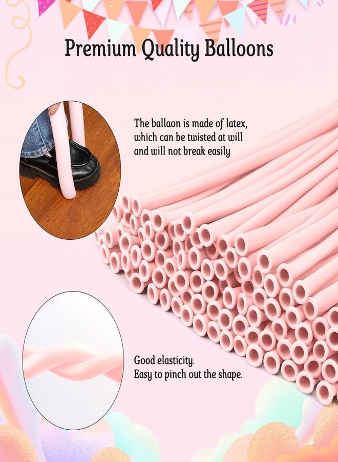 OALCQ Pink 260 Balloons Pink Long Balloons for Tying Balloon Arch Latex Balloon 100 Pcs Macaron Pink Balloons Long Skinny Balloons Pink 260Q Balloons for Party Suppies Gender Reveal Wedding Decorations - Image 3