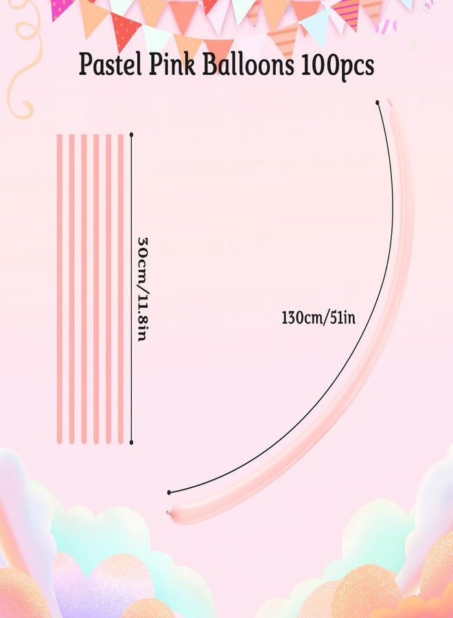 OALCQ Pink 260 Balloons Pink Long Balloons for Tying Balloon Arch Latex Balloon 100 Pcs Macaron Pink Balloons Long Skinny Balloons Pink 260Q Balloons for Party Suppies Gender Reveal Wedding Decorations - Image 2