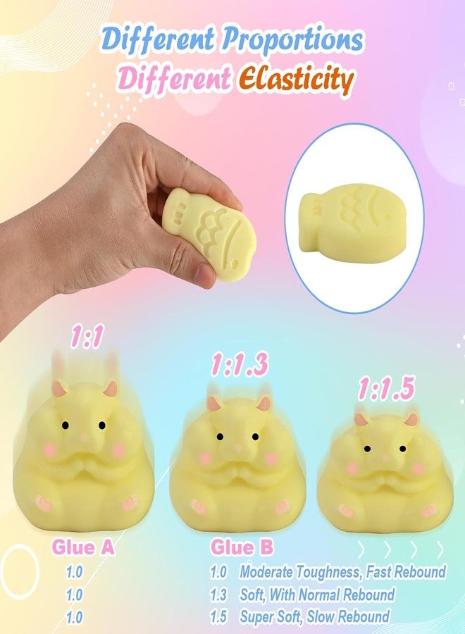 Faburo Taba Squishy Kit, 3 Levels DIY Softness, 18oz 41 Parts Upgrade Silicone Rubber Taba Squishies with 3 Mold- Cat Paw Hamster Fish, Taba Squishy Maker Molds Pack, Tabba Squishies Making Kit - Image 3