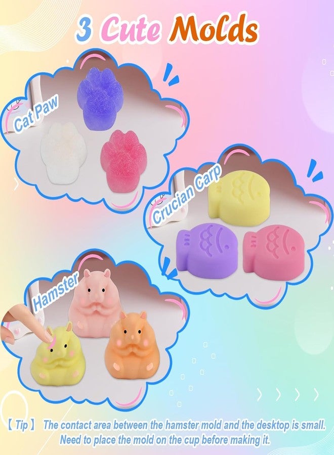 Faburo Taba Squishy Kit, 3 Levels DIY Softness, 18oz 41 Parts Upgrade Silicone Rubber Taba Squishies with 3 Mold- Cat Paw Hamster Fish, Taba Squishy Maker Molds Pack, Tabba Squishies Making Kit - Image 4