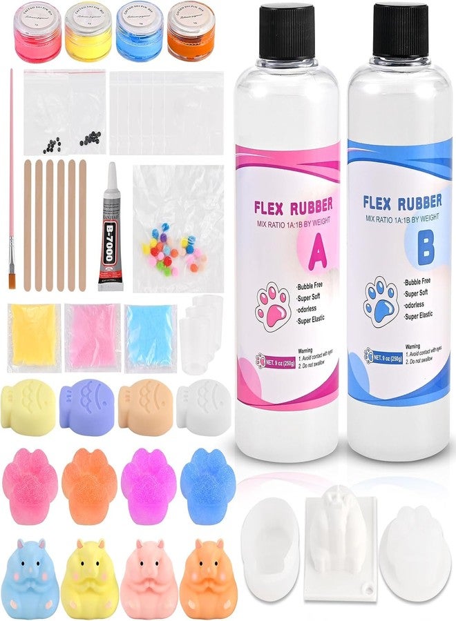 Faburo Taba Squishy Kit, 3 Levels DIY Softness, 18oz 41 Parts Upgrade Silicone Rubber Taba Squishies with 3 Mold- Cat Paw Hamster Fish, Taba Squishy Maker Molds Pack, Tabba Squishies Making Kit - Image 1
