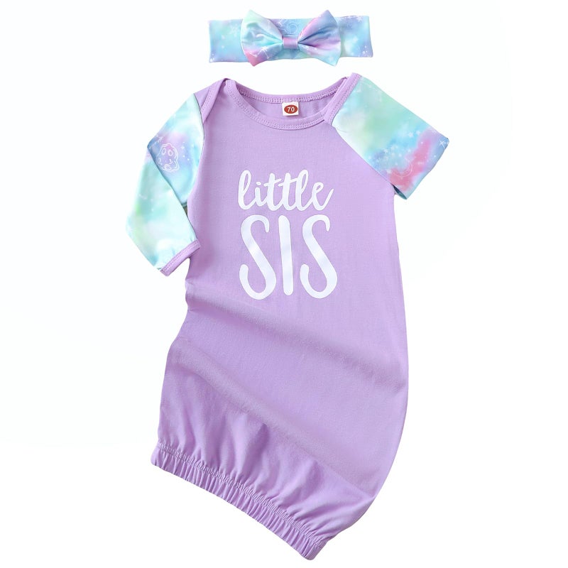 AMAWMW Newborn Baby Girl Floral Sleeper Gowns Little Sister Nightgown Outfit Baby Girl Shower Gifts Stuff Essential Item - Image 1
