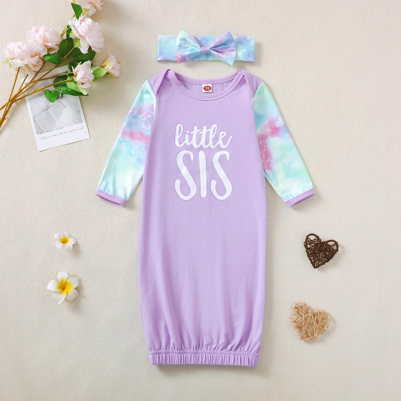 AMAWMW Newborn Baby Girl Floral Sleeper Gowns Little Sister Nightgown Outfit Baby Girl Shower Gifts Stuff Essential Item - Image 3