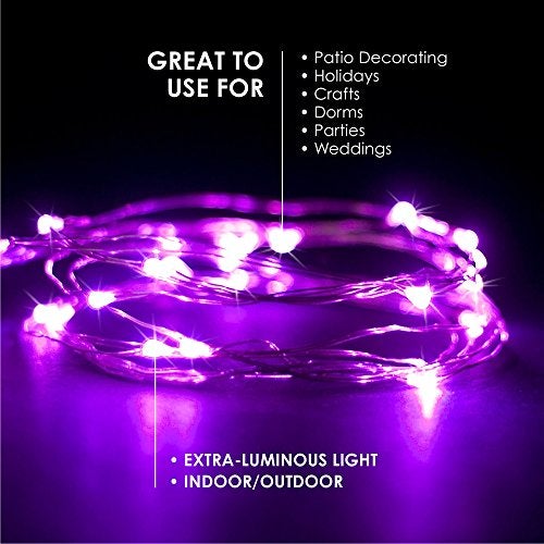 RTGS 2 Sets 20 LEDs Pink Color String Lights Silver Wire Indoor and Outdoor 6.5 Feet Firefly Starry Fairy Lights Battery Powered for DIY, Christmas, Holidays, Party, Bedroom and Centerpieces - Image 5