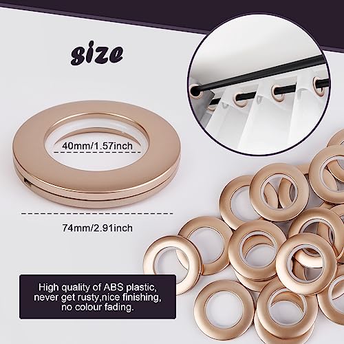 WCIC 16PCS Espresso Roman Shade Rings 40mm (1-9/16") - Dark Bronze Plastic Grommets, Warm-Tone Low Noise Glide, Reinforced Inner Rim - Image 3