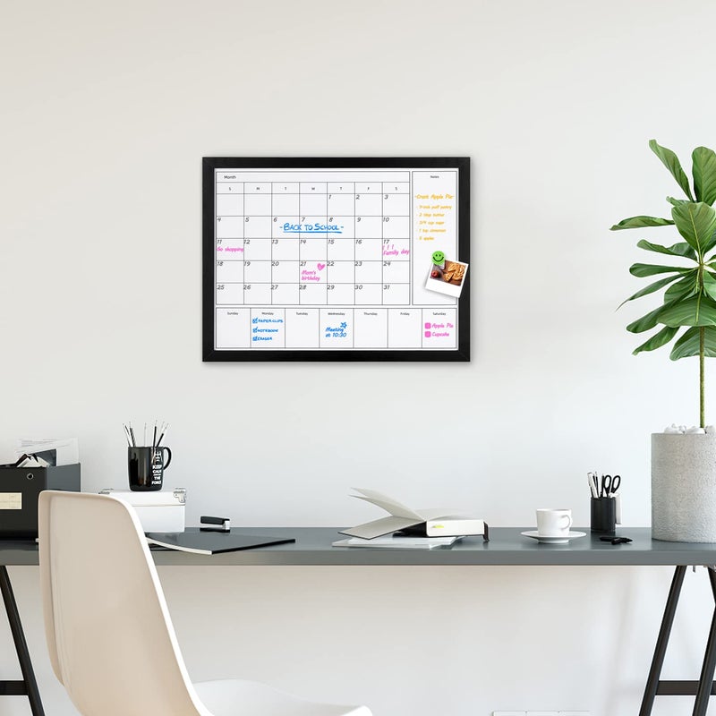 Aitakatta 3-in-1 Dry Erase Calendar for Wall, 17x13 inches Magnetic Surface Monthly & Weekly Planner Whiteboard, Dry Erase Board with Black Wood Frame, Hanging White Board Calendar(YL+ZL-BK,4333) - Image 3