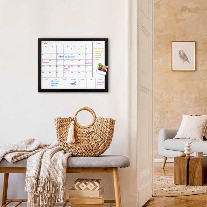 Aitakatta 3-in-1 Dry Erase Calendar for Wall, 17x13 inches Magnetic Surface Monthly & Weekly Planner Whiteboard, Dry Erase Board with Black Wood Frame, Hanging White Board Calendar(YL+ZL-BK,4333) - Image 5