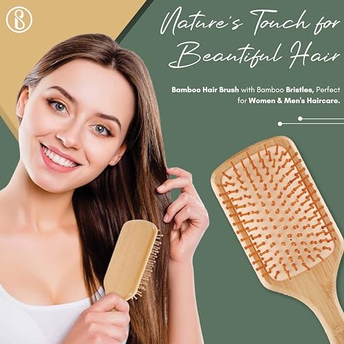 Beauté Secrets Wooden Paddle Hair Brush | 10.25” x 3.5” Large Flat Brush with Natural Eco-Friendly Wood Handle | For Men & Women, Thick, Curly, Wavy & Long Hair - Image 2