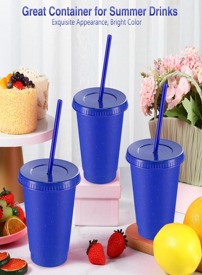 Rtteri 15 Pcs Reusable Cups with Straws and Lids 16 oz Glitter Tumblers Plastic Party Favor Cups with Lids Travel Mug Tumbler for Easter Graduation Party Iced Beverage Water(Navy Blue) - Image 4