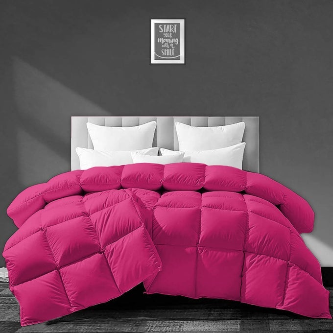 LUXURIOUS 500 GSM WINTER COMFORTER DOUBLE BED SIZE 90X100 PREMIUM COLLECTION HEAVY WINTER QUILTED COMFORTER 500 GSM MICROFIBER FILL DUVETBLANKET DOUBLE BED HOT PINK COLOR
