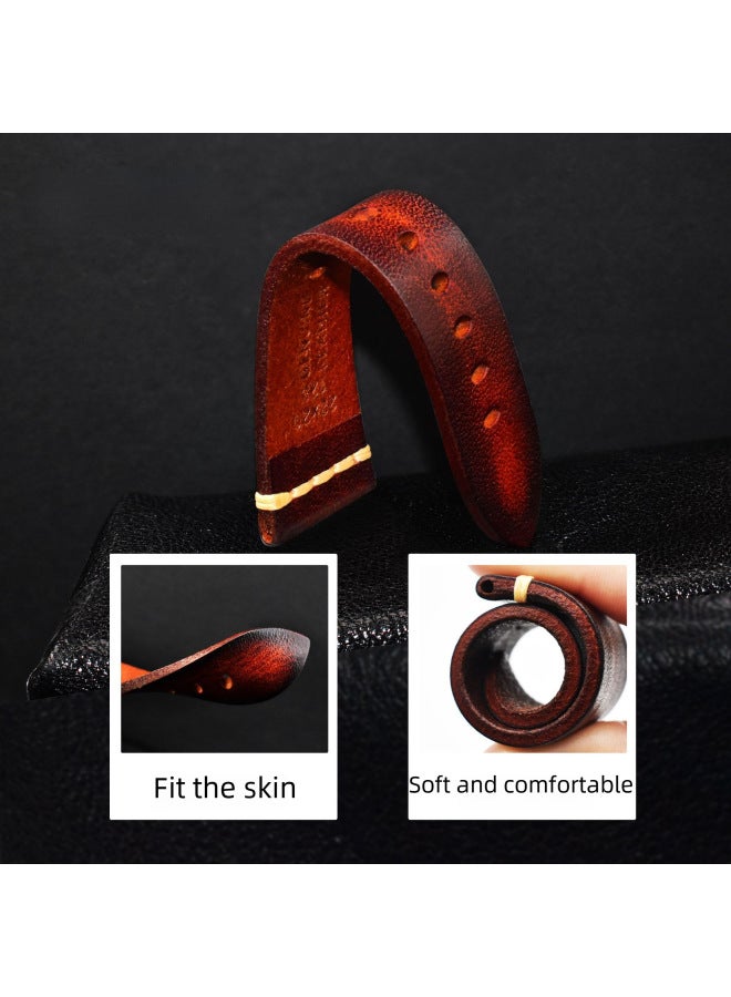 For 22mm Huawei Gt3 Watch Handmade Leather Strap Italian Vegetable Tanned Leather Samsung Cowhide Watch Strap - Image 3