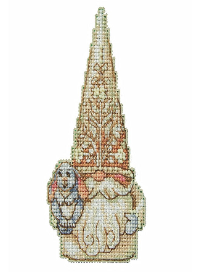 Mill Hill Rabbit Gnome Counted Cross Stitch Ornament Kit 2023 Jim Shore Woodland Gnomes JS202311, 2.5 x 5 inches, Multi
