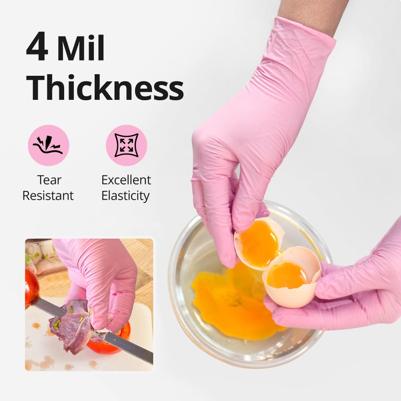 SwiftGrip Nitrile Exam Gloves, 4 Mil, Medium, Cherry Blossom, Food Safe Gloves Disposable Latex Free, Powder Free for Cleaning Supplies, Esthetician, Hair Dye, Tattoo Supplies (Box of 100) - Image 2