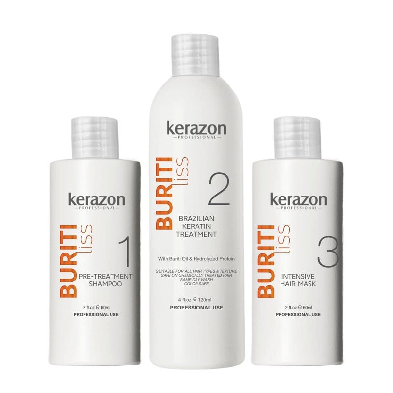 Kerazon Professional شامبو م clarifying مع علاج الكيراتين البرازيلي وقناع الشعر المكثف مجموعة علاج الكيراتين 120 مل 4 أونصة سائلة - Image 1