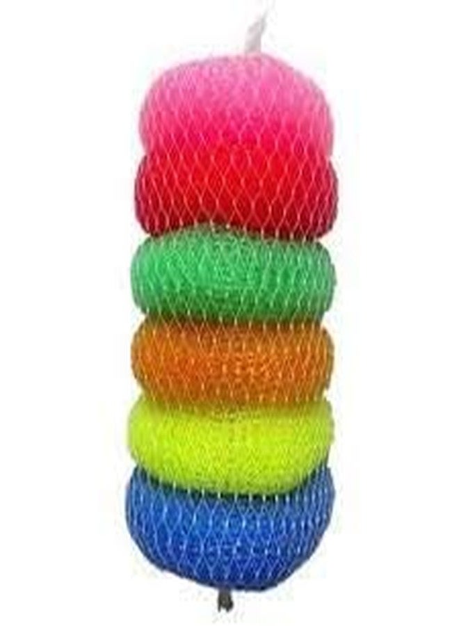 Vararo Plastic Bath Scrubber Sponge Pouf Body Scrubber| Bathing Round Loofah for Men and Women| Plastic Juna Loofah/Scrub | Set of 12 | Multicolour 2 Pairs of Each Colour - Image 3