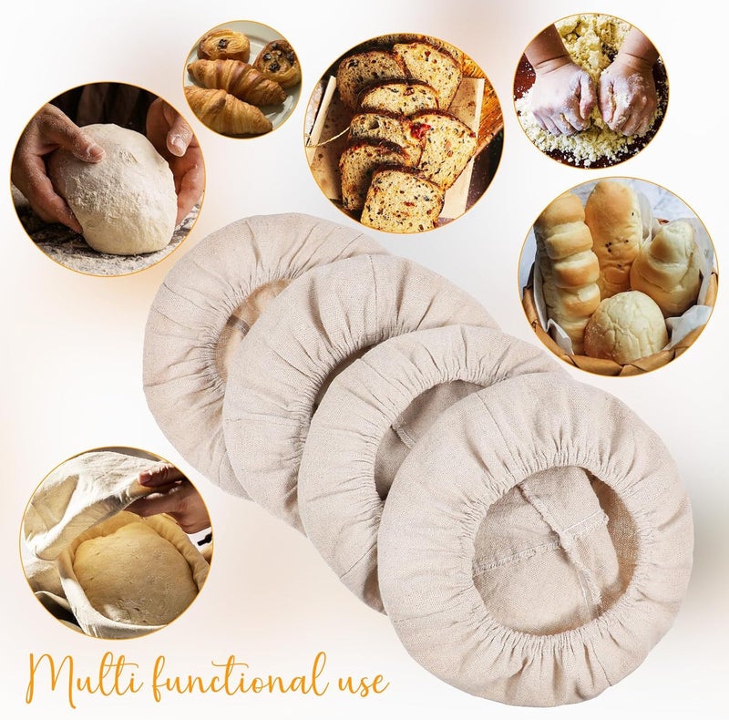 4 Pcs Bread Proofing Basket Cloth Liners 20×8cm Reusable Cotton Bread Proofing Covers for Sourdough Baking Tools - Image 3