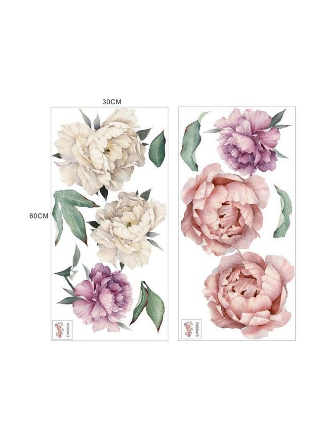 Kiddale ملصقات حائط على شكل زهور الفاوانيا والورد قابلة للإزالة وقابلة للتقشير واللصق لخلفية الأريكة وغرفة المعيشة وغرفة النوم والمطبخ وغرفة الأطفال باللون الوردي العتيق - Image 5