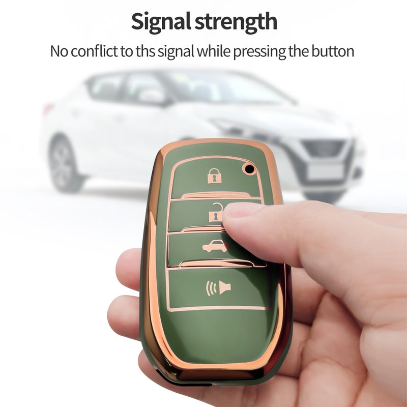 Bqepe for Toyota Key Fob Cover Keychain Fit for 2025-2026 Camry 4Runner,2019-2026 Land Cruiser,Mirai,2021-2026 Venza,Grand Highlander,Hilux,Fortuner,2023-2026 Corolla,Prius(Green, 4 Buttons) - Image 5