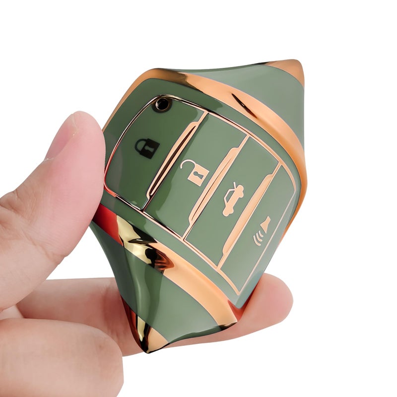 Bqepe for Toyota Key Fob Cover Keychain Fit for 2025-2026 Camry 4Runner,2019-2026 Land Cruiser,Mirai,2021-2026 Venza,Grand Highlander,Hilux,Fortuner,2023-2026 Corolla,Prius(Green, 4 Buttons) - Image 4