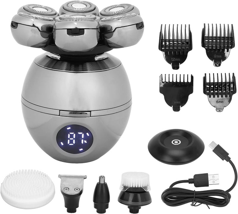 klarako 7pcs Intelligent Electric Head Hair Shaver, Cutter Heads Hair Trimmer with Charging Display Light Grooming Kit for Men - Image 1