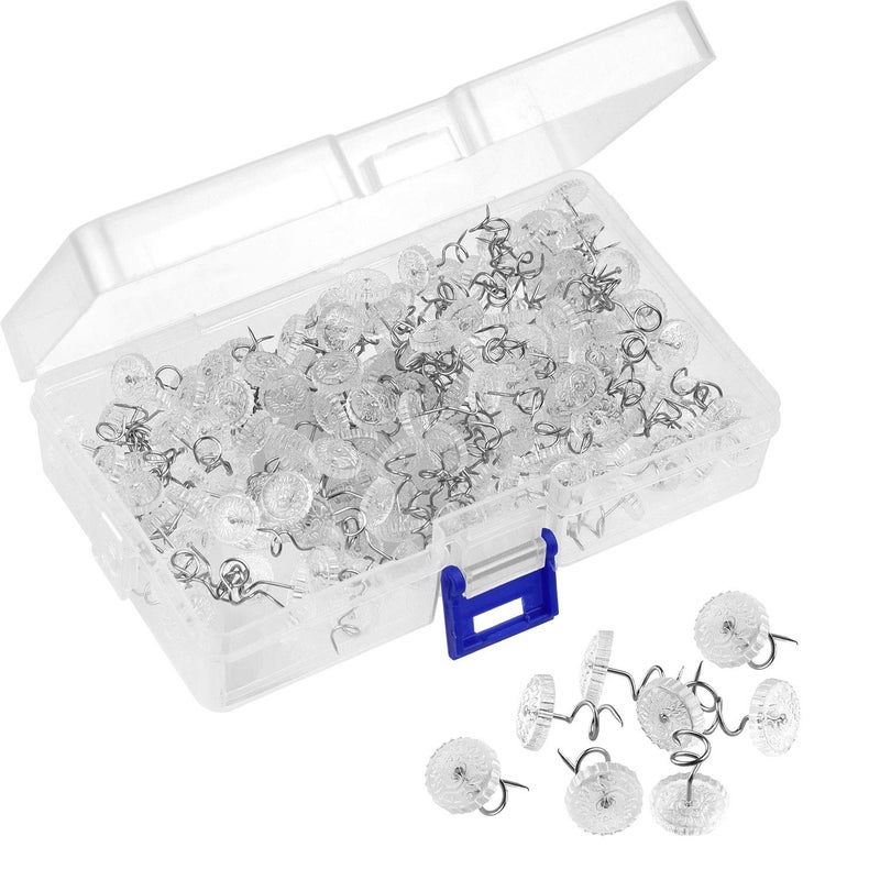 KUUQA KUUQA 200 Pieces Twist Pins Clear Heads Bed Skirt Pins for Slipcovers and Bedskirts Decoration 