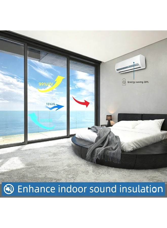 One Way Mirror Reflective Mirror Black Window Tint Film, Premium PET Explosion-Proof Heat Control Sun Blackout UV Protection Privacy Glass Film, 17.5 Inch x 6.5 Feet - Image 2