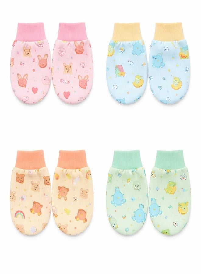 Magic Town Baby Cotton Mitten/Hand Gloves For Newborn Baby (0-6 Month) | Unisex | Pack of 4 - Image 1