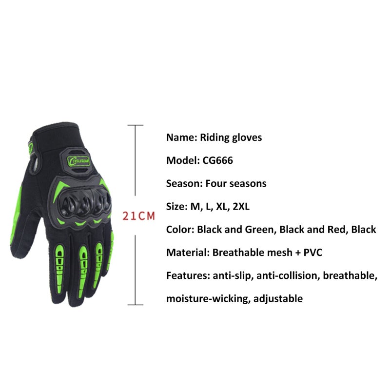 Touchscreen Motorcycle Gloves XXL Black And Red - Breathable Moisture-wicking Non-slip Palm Knuckle Protection Adjustable Wrist For Men And Women Motorcycle Riders - Image 3