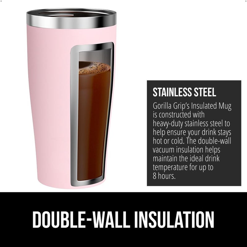 Gorilla Grip Gorilla Grip Reusable Travel Mug  Lightweight Insulated Traveling Tumblers  Leak Proof Sliding Lid  Dishwasher Safe for Easy Clean  Traveling Cupholder Friendly Mugs  20 Ounce  Pink  - Image 3