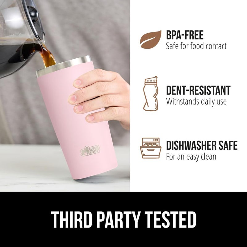 Gorilla Grip Gorilla Grip Reusable Travel Mug  Lightweight Insulated Traveling Tumblers  Leak Proof Sliding Lid  Dishwasher Safe for Easy Clean  Traveling Cupholder Friendly Mugs  20 Ounce  Pink  - Image 5