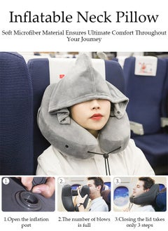 DUNISO Travel Pillow H Shaped Ainflatable Neck Pillow With Cap Outdoor car long-distance Aircraft Neck Pillow Support Airplane Pillow for Traveling, Car, Home, Office, Travel  - Image 4