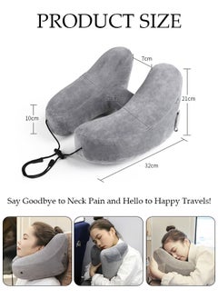 DUNISO Travel Pillow H Shaped Ainflatable Neck Pillow With Cap Outdoor car long-distance Aircraft Neck Pillow Support Airplane Pillow for Traveling, Car, Home, Office, Travel  - Image 2