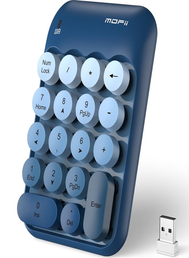 MOFII Cute Colorful Wireless Number Pad - 18 Keys, Portable 2.4 GHz with Stable Wireless Connectivity, 10-Key Financial Accounting Extension for Laptop, PC, Desktop, Surface Pro & Notebook- Blue - Image 1