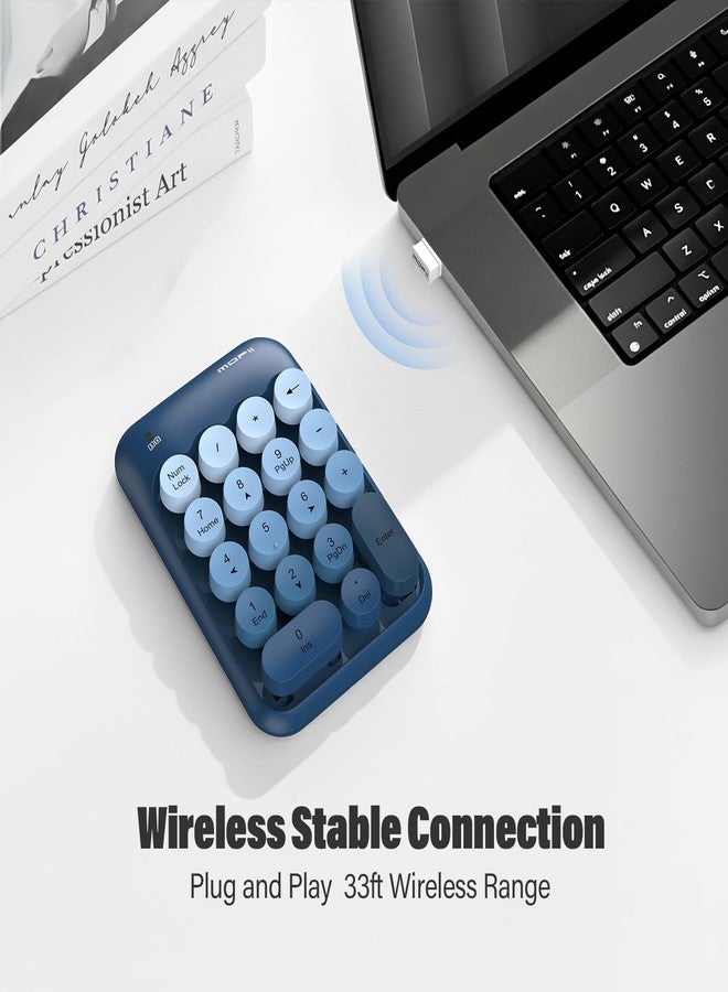 MOFII Cute Colorful Wireless Number Pad - 18 Keys, Portable 2.4 GHz with Stable Wireless Connectivity, 10-Key Financial Accounting Extension for Laptop, PC, Desktop, Surface Pro & Notebook- Blue - Image 2