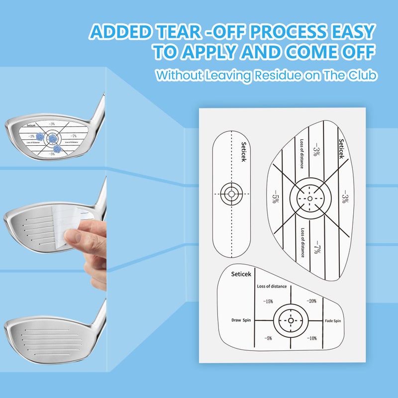 Seticek Professional Golf Impact Tape 150 Pc ï½œSelf-Teaching Sweet Spot and Consistency Analysis ï½œ Improve Golf Swing Accuracy and Distance - Image 2