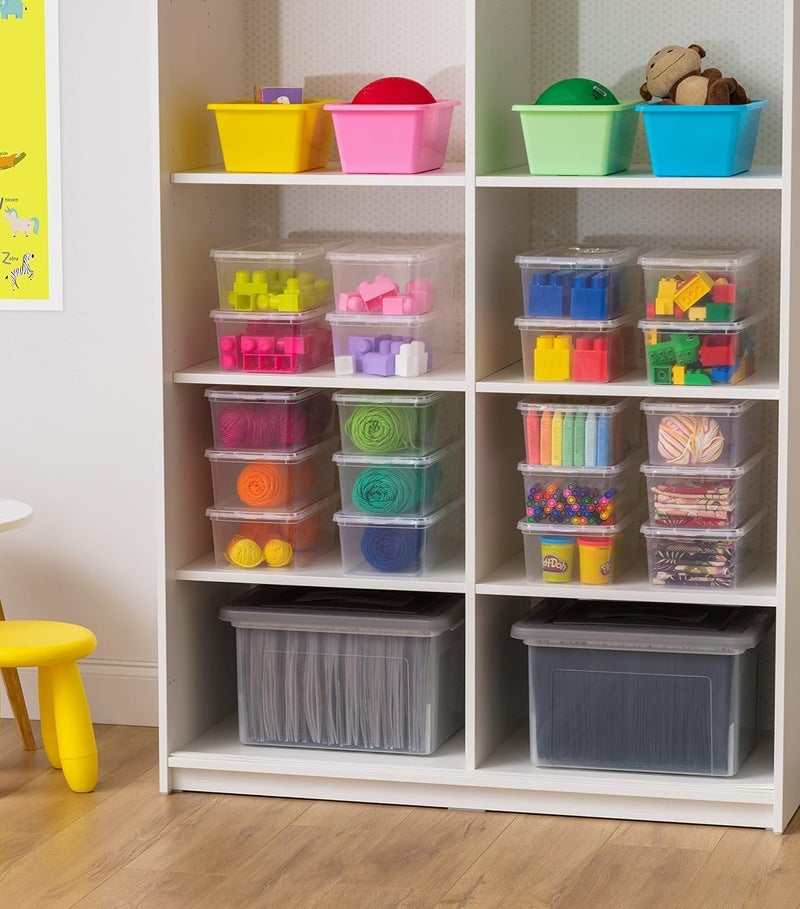 IrisUSA 6-Pack Storage Bins with Lids, 6 Quart - Crystal Clear, Shoe Boxes Stackable Containers Organize Shoes Closet Shelves, Teacher Tools Classroom Organization, Game - BPA-Free Plastic - Image 3
