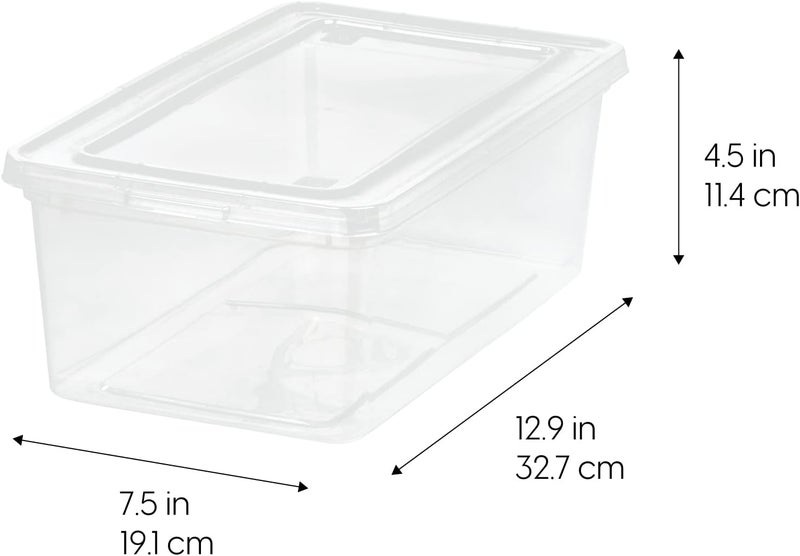IrisUSA 6-Pack Storage Bins with Lids, 6 Quart - Crystal Clear, Shoe Boxes Stackable Containers Organize Shoes Closet Shelves, Teacher Tools Classroom Organization, Game - BPA-Free Plastic - Image 2