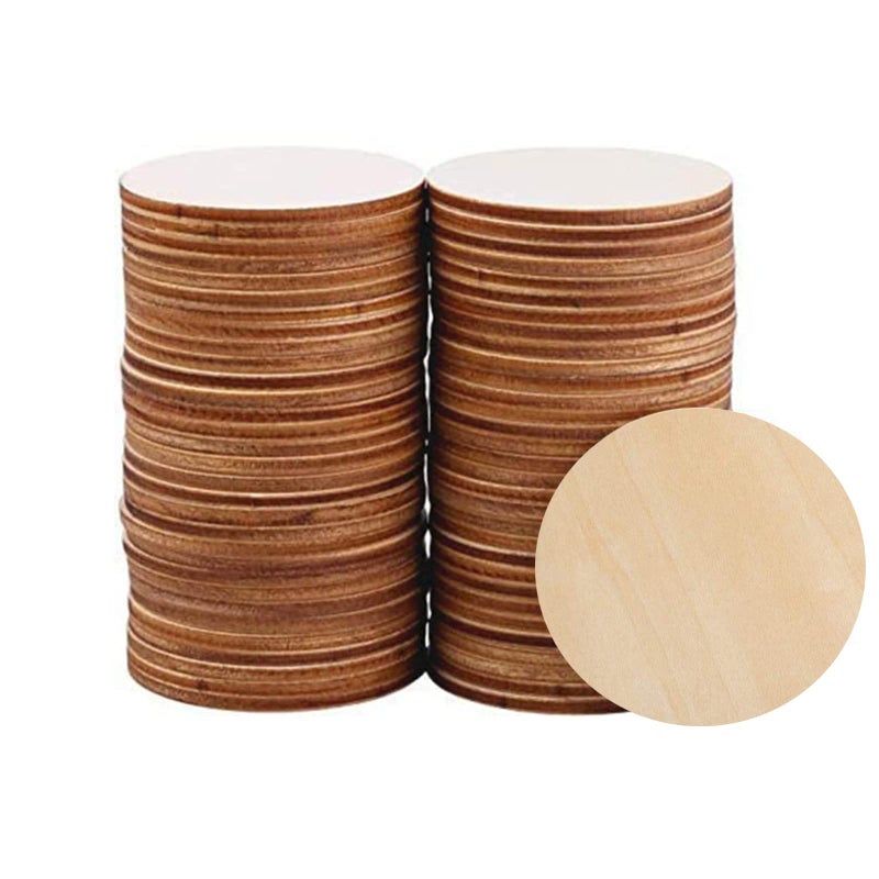 60 Pack 3 Inch Wood Circles for Crafts Unfinished Wood Rounds Wooden Cutouts for Crafts Wooden Circles for Kids Painting Wood Burning Blank Wood Slices for Coasters Home Decor