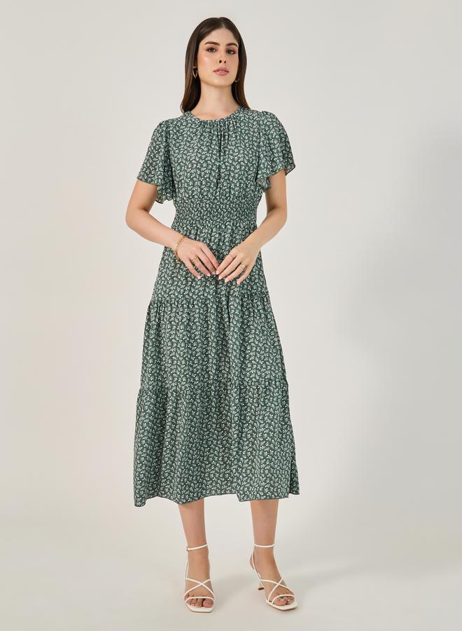 ستايلي فستان بأكمام فراشة مطبوع بالزهور - Image 2