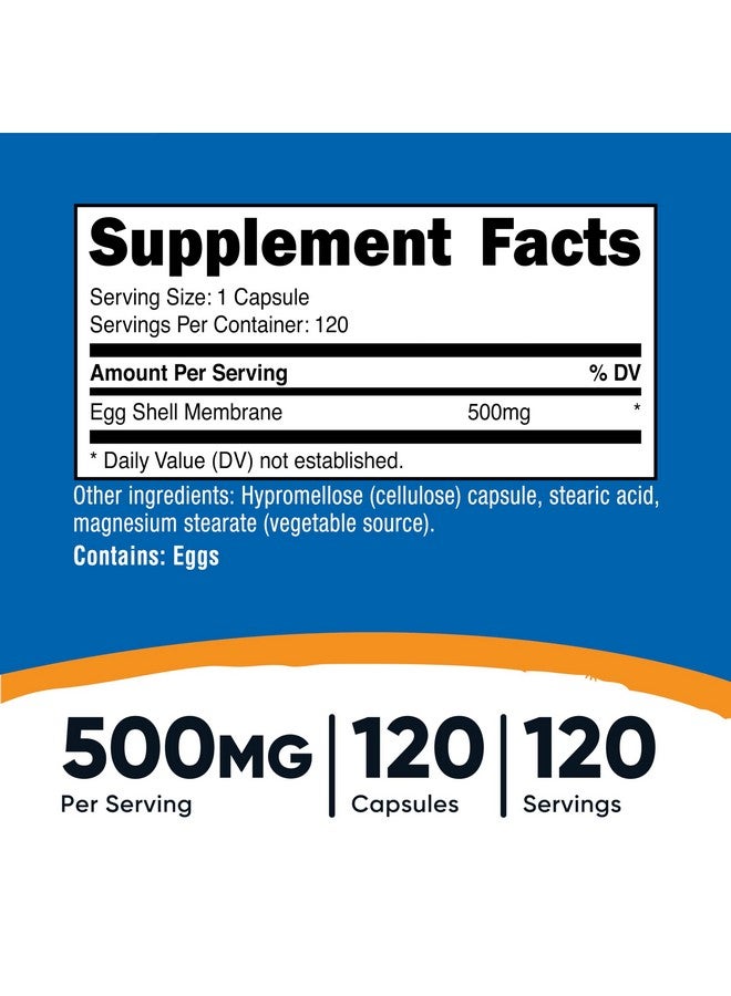 Nutricost غشاء قشر البيض من نوتريكوست، 500 ملغ لكل حصة، 120 كبسولة - خالي من الكائنات المعدلة وراثيًا، خالي من الجلوتين - Image 2