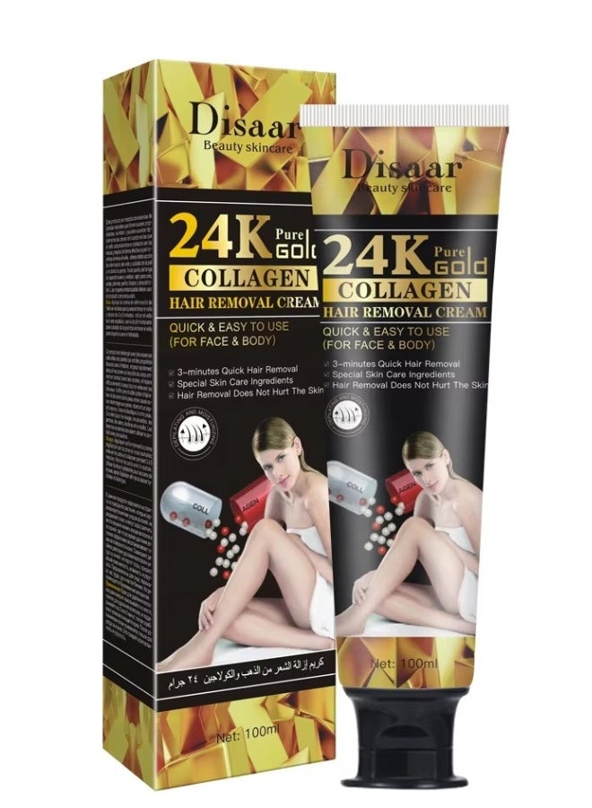 ديسار ديزار كريم إزالة الشعر جولد كولاجين 24 ك ناعم ولطيف 100 مل مزيل شعر مرطب ومغذي للجسم - Image 1
