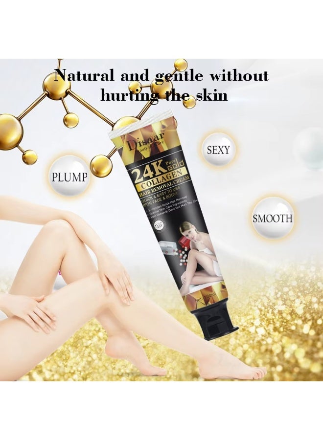 ديسار ديزار كريم إزالة الشعر جولد كولاجين 24 ك ناعم ولطيف 100 مل مزيل شعر مرطب ومغذي للجسم - Image 2