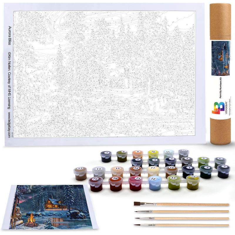Ledgebay Paint by Numbers Kit for Adults: Beginner to Advanced Number Painting Kit - Fun DIY Arts & Crafts | Color by Numbers for Adults - Kits Include - (Aurora Bliss 16" x 20" Unframed) - Image 2