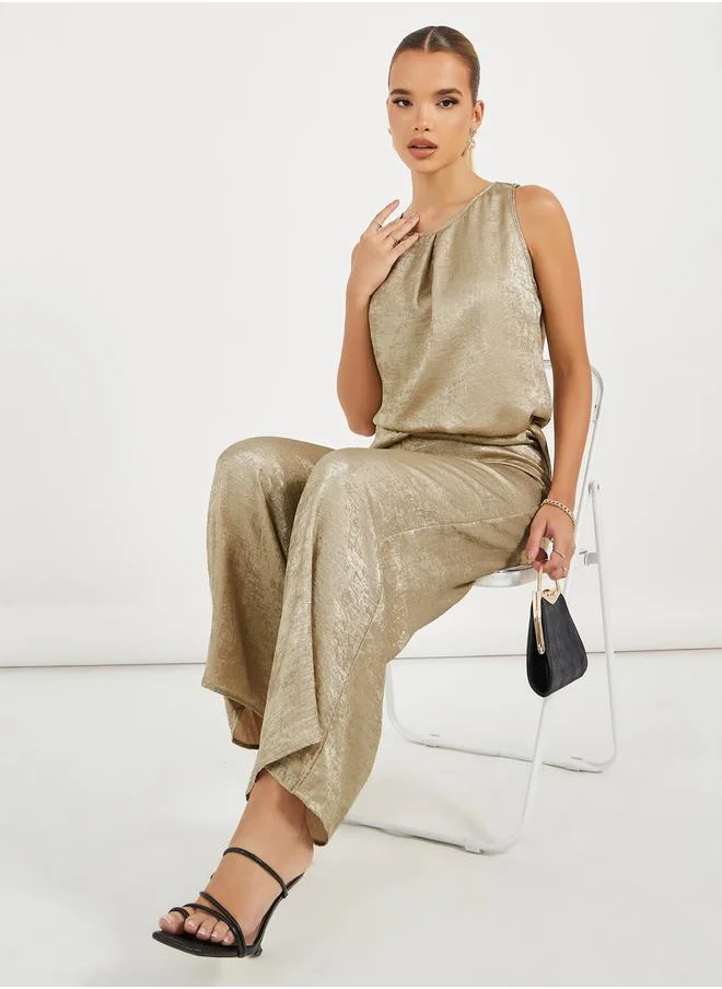 Styli Sleeveless Top & Wide Leg Pants Co-Ords