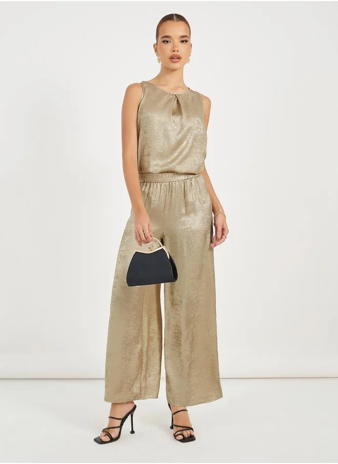 Styli Sleeveless Top & Wide Leg Pants Co-Ords